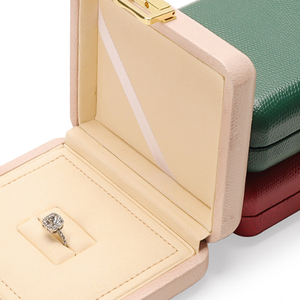 Wholesale Manufacturer Luxury Litchi Grain Custom Logo Double <b>Ring</b> <b>Box</b> Pendant Necklace Case High-end PU Leather Jewelry <b>Box</b> - Product Image 5
