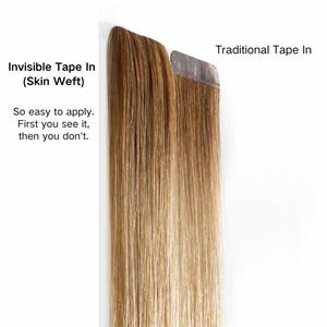 New Arrival 100% European Invisible <strong>Tape</strong> Double Drawn Raw Human <strong>Hair</strong> <strong>Extensions</strong> Light Color <strong>Tape</strong> in <strong>Hair</strong> <strong>Extensions</strong> - Product Image 2