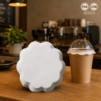 Couvre-tasses jetables en silicone double face anti-fuite, avec bord festonné en papier, pour café, thé au lait et pain à emporter
