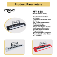 MY MUSIC MY-668 61-Key Portable LED Electronic Digital Piano Keyboard 200 Rhythms Tones Built-In Speaker Durable Plastic Organ