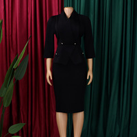 Robes de bureau élégantes pour femmes africaines, col large, manches 3/4, taille cintrée, vêtements de carrière, mode OEM