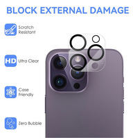 Ensemble 9 en 1 pour iPhone 15 14 13 12 11 Pro Max Protecteur d'écran avant arrière et protecteur d'objectif d'appareil photo avec étui de téléphone en TPU