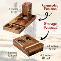 EU-Zugelassener Handbemalter Holz-Würfelturm, DND RPG Holz-Aufbewahrungsbox für Tabletop Dungeons & Dragons Spiele, Geschenk