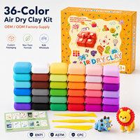 Kit de Arcilla de Secado al Aire de 36 Colores al por Mayor, Arcilla para Modelar de Marca Privada para Vendedores de Comercio Electrónico, Suministro a Granel, Juguete Educativo DIY de Fábrica