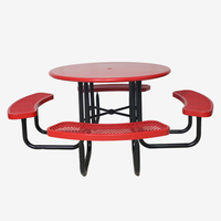 Table de pique-nique ronde en métal commerciale solide d'extérieur, ensemble de meubles de jardin, banc, table à manger en acier, table basse de patio extérieur