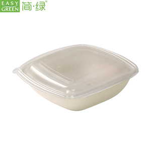 Tek kullanımlık gıda kapları 48oz, kare gitmek için konteynerler, salatalar, meyveler, hafif yemekler için kapaklı Bagasse kağıt kaseler - Product Image 3