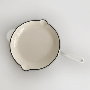 Sartén clásica de hierro fundido esmaltado para Chef, herramienta redonda para Freír con mango largo y mango auxiliar, <span class=keywords><strong>12</strong></span> pulgadas - Product Image 2