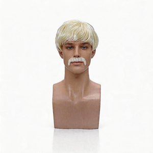 <span class=keywords><strong>Perruque</strong></span> Synthétique <span class=keywords><strong>Blanche</strong></span> avec Moustache – Qualité Supérieure, Style Court Gentleman pour Hommes – Idéale pour <span class=keywords><strong>Halloween</strong></span>, Fêtes Costumées et Cosplay - Product Image 2