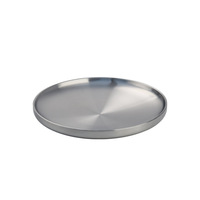 Plateau rond en acier inoxydable à double couche pour bœuf, barbecue, fruits, plateau moderne minimaliste à base plate, plateau de restaurant