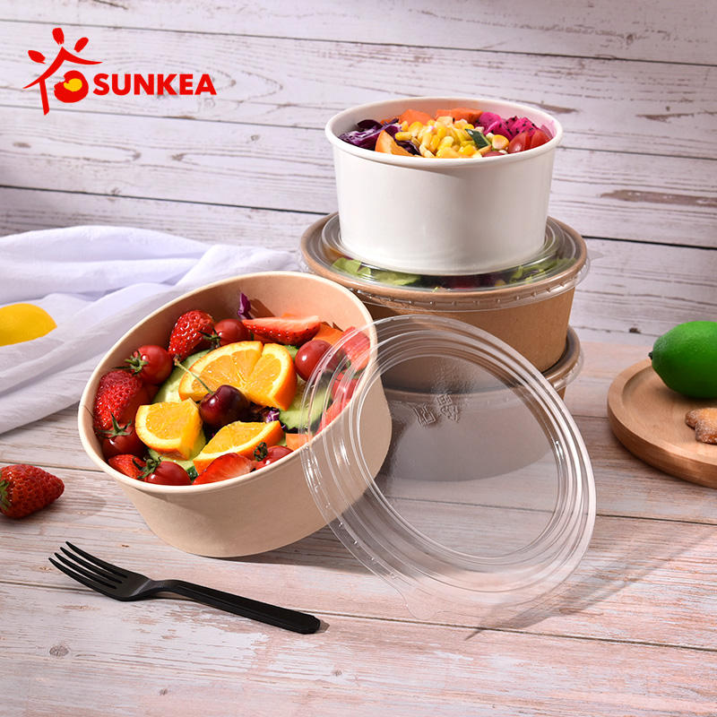 Biodegradable Eco Friendly Paper Food Packaging Kraft Salad Paper Bowl ...