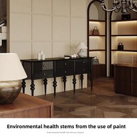 Meuble d'entrée en bois massif de style rétro français de luxe léger, 5+ tiroirs, portes à panneaux surélevés, noir simple pour salon