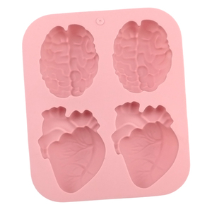 730 4 Lỗ Sáng Tạo Não Và Hình Trái Tim Silicone Nhựa Khuôn Tay Làm Xà Phòng Nến Khuôn Sử Dụng Tự Làm Nướng Công Cụ Bánh Xà Phòng Nhựa - Product Image 4