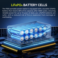 Station d'alimentation portable 512Wh 800W LiFePO4, générateur solaire pour le camping, les camping-cars et la sauvegarde à domicile