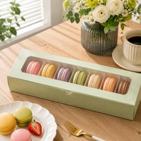 Kotak Macaron Lipat Persegi Panjang Ramah Lingkungan Murah yang Dapat Disesuaikan dengan Jendela Transparan Warna Pink