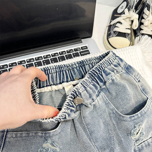 Nouvelle Collection Printemps 2026 : Jean Cargo Tendance et Stylé pour Enfants, Délavé et <span class=keywords><strong>Déchiré</strong></span>, Coupe Ample pour Petits Garçons - Product Image 4