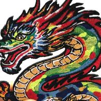 Patchs brodés de dragon chinois colorés de haute qualité avec fixation auto-agrippante et thermocollante pour vêtements