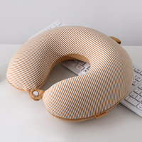 Oreiller de voyage rond en mousse à mémoire de forme 30*28cm, couleur unie, pour avion et voiture, soutien du cou