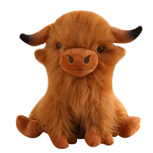 하이랜드 암소 박제 동물 현실적인 푹신한 스코틀랜드 봉제 암소 농장 장난감