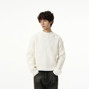 Gris Fried Dough Twists Pattern <span class=keywords><strong>Pull</strong></span> élégant pour hommes pour <span class=keywords><strong>pull</strong></span> d'élégance décontractée Hommes Casual Hommes Chandails en tricot pour hommes - Product Image 2