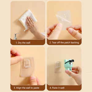 Porte-manteau en plastique auto-adhésif en forme de chat, 1 pièce, pour rangement de porte murale, outil en métal, sac à clés décoratif pour chambre à coucher - Product Image 6