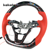 Roda kemudi serat karbon tempa merah kulit berlubang LED kustom untuk Honda Accord generasi ke-10 2018-2023