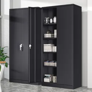 Heavy-Duty Steel File Cabinet Storage For Home Office Gym School With 2 Doors And Adjustable Shelves Locking Doors For Tools