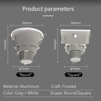Plafonnier LED encastré moderne carré et rond en aluminium, double anti-éblouissement, pour intérieur, accessoires de plafonnier
