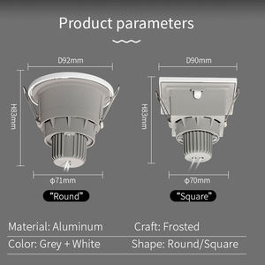 Moderna Lámpara de Techo LED Empotrada Cuadrada/Redonda para Interiores, de Aluminio, Doble Antideslumbrante, con Accesorios - Product Image 4