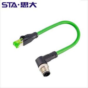 Водонепроницаемый сетевой кабель Ethernet M12-M12 (M12-RJ45 Cat5) с 4-контактным разъемом D-Code, прямой и угловой, штекер, 1м, 5м, 10м - Product Image 2