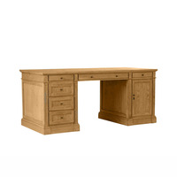 Bureau de direction français OEM&ODM avec tiroirs et armoire, bureau à piétement en chêne patiné pour bureau à domicile, bureau de direction classique pour maison et hôtel