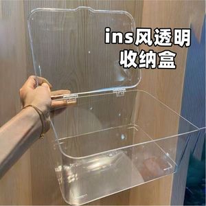 Transparent Tea Set Storage Box With <b>Lid</b> 40x40x25cm <b>Plastic</b> Rectangular Minimalist Design For Living Room Tableware Organization - Product Image 3