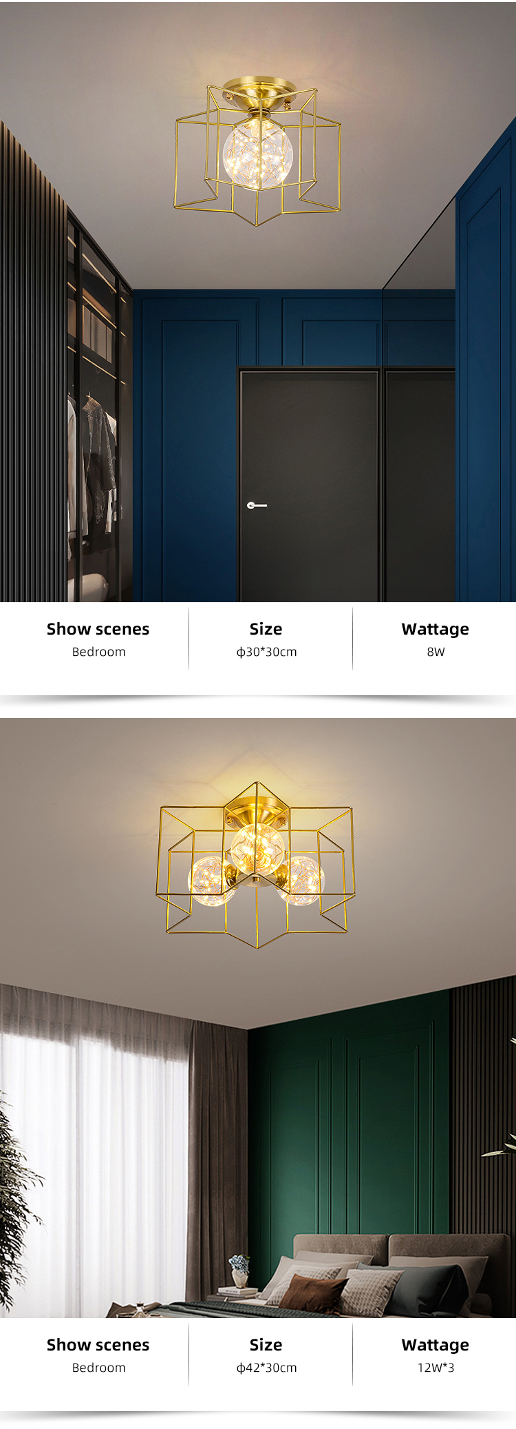 Art Unique Design Gold Color Classics Lighting Vintage Surface Mounted Modern Led Ceiling Lamp