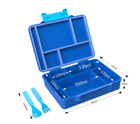 Aohea 5 Compartiment Plastic Bento Doos Met Vork En Lepel Sauzen Container Aangepaste Kinderen Cartoon Lunchbox Set Met Tas