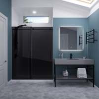 Porte de douche coulissante en verre trempé sans cadre, en acier inoxydable, certifiée CE/GS/WATER, design moderne anti-débordement, écologique, durable