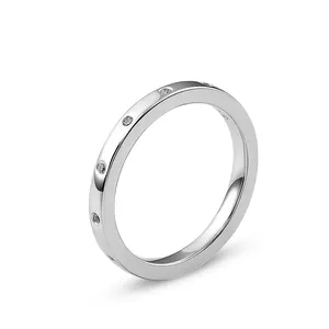 2mm width engagement ring band full eternity paved melee moissanite white gold 10K men women diamond band