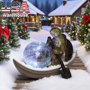 Tortue verte et <span class=keywords><strong>globe</strong></span> craquelé Sculpture en résine Festive LED-Lit Outdoor Christmas Display Figurine Ornament Inspiré par Anime Art - Product Image 1