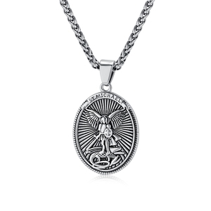 Medaglia di San Michele Arcangelo, Ciondolo Trendy in Acciaio Inossidabile, Gioiello di Moda, Collana Placcata Oro 18K PVD 316 per Uomo - Product Image 6