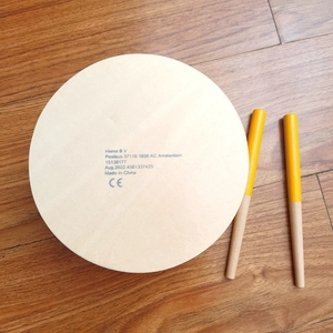 Wholesale Geometric Triangle Painted Wooden Floor Three-tone <b>Drum</b> Double Side Solid Wood <b>Drum</b> With Wood Mallets - Product Image 4