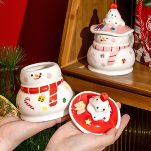 Taza de Cerámica Lelyi con Diseño Navideño de Muñeco de Nieve con Gorro, Creativa, Divertida y de Alta Calidad para Niños y Niñas - Product Image 2