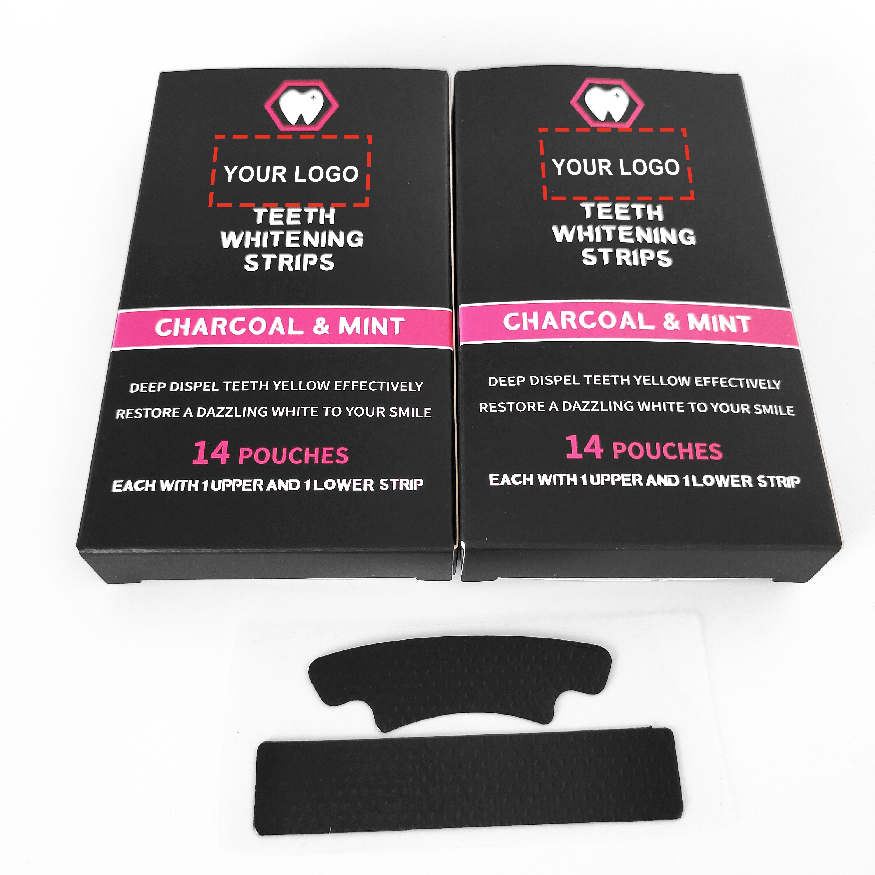 28 шт., полоски для отбеливания зубов с натуральным кокосовым маслом и углем