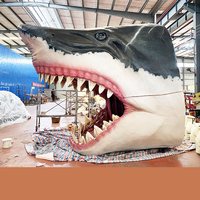 Tête de Requin Animatronique 3D Megalodon Taille Réelle Animée, Modèle pour Décoration de Parc d'Attractions