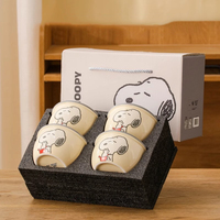 Ensemble de bols en céramique colorés Snoopys, boîte cadeau de 4 pièces, ensemble de vaisselle mignon de dessin animé pour la maison et les cadeaux