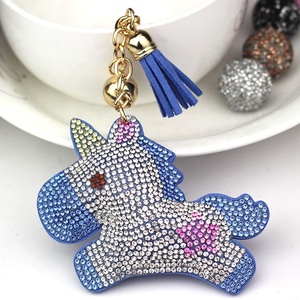 Trendy <b>Cartoon</b> Glitter Bling Pony Keychain Pendant Rhinestone Unicorn Tassel Key Chains <b>ring</b> Key Accessories - Product Image 4