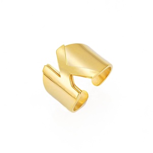 Tùy Chỉnh Đồ Trang Sức Thời Trang 18K Vàng Mạ Thép Không Gỉ Chunky Vòng Đôi Vòng Nền Tảng Mở <span class=keywords><strong>D</strong></span> <span class=keywords><strong>Ring</strong></span> Cho Phụ Nữ - Product Image 4