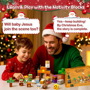 24 jours bas de noël compte à rebours nativité ensemble Figurines scène compte à rebours calendrier de l'avent tige jouet blocs magnétiques - Product Image 5