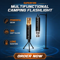 Lampe torche LED UV multifonction SUPERFIRE T70 3-en-1 étanche en aluminium avec mise au point réglable et lumière de camping télescopique