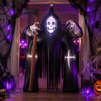 Arche gonflable de 2 m pour Halloween, motif Fantôme Grim Reaper, avec éclairage LED, pour la décoration d'ambiance d'horreur de jardin et de portail