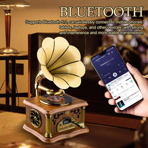 Gramófono Retro BT Personalizado de Fábrica con Altavoz de Cuerno Dorado, Tocadiscos de Vinilo para Decoración de Escritorio, Audio de Alta Fidelidad - Product Image 6
