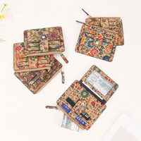Dompet Multi fungsi fesyen antik ultratipis dompet koin kustom Portugis gabus tas ritsleting tempat kartu kredit