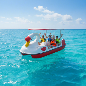QIQU Activité aquatique amusante pour les stations balnéaires et les parcs de vacances, <span class=keywords><strong>bateau</strong></span> à pédales gonflable en fibre de verre en forme de cygne pour <span class=keywords><strong>4</strong></span> personnes - Product Image 1